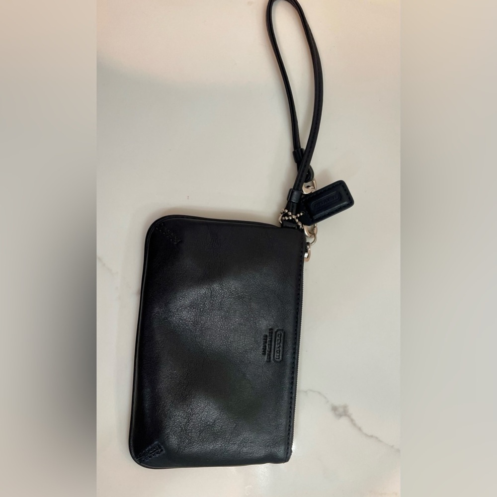 Coach Midnight Black Leather Wristlet